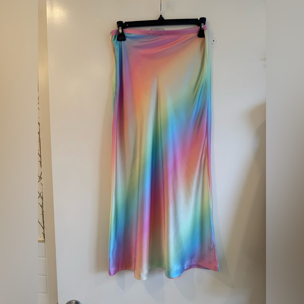 Lioness Rainbow Satin Maxi Skirt Medium